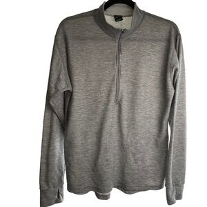 LL Bean Men Pullover Shirt Lightweight 1/2 Zip Base Layer Hiking Size Large Grey